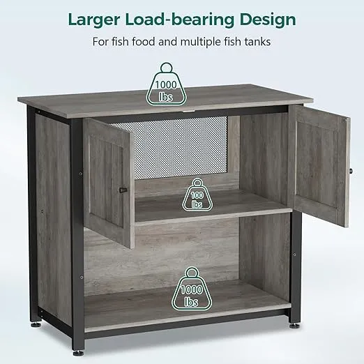 Tatub 40-50 Gallon Fish Tank Stand with Cabinet, Metal Aquarium Stand for Accessories Storage, Reptile Tank Turtle Terrariums Table Bearable 1000LBS, Accommodates 2 Aquariums