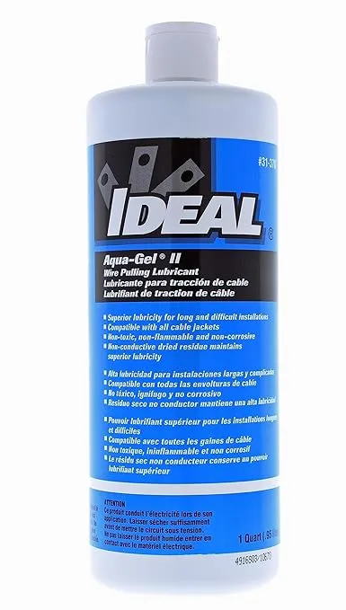 IDEAL Electrical 31-378 Aqua-Gel II Electrical Pulling Lubricant - 1-Quart Squeeze Bottle, Blue, 32 Fl Oz (Pack of 1)