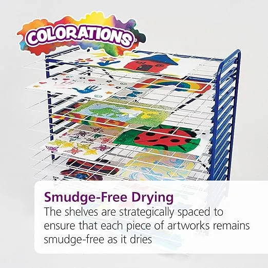 Colorations Art Drying Rack, Classroom Art Supplies, Tabletop or Wall Mount, School Art Drying Racks, Painting Stand, Studios, Homes, or Classrooms, Metal Shelves to Dry Paintings, 26" x 18" x 26"