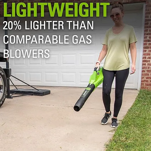 Greenworks 40V (120 MPH / 450 CFM) Axial Blower, 4.0Ah USB Battery (USB Hub) and Charger Included