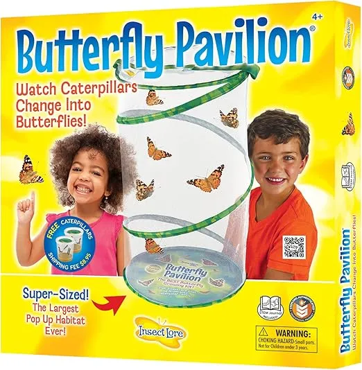Insect Lore Butterfly Garden | Pavilion 24" with Voucher | 2ft Tall Habitat & STEM Journal | Redeem Voucher for 5 Live Baby Caterpillars | Painted Lady Butterfly Growing Kit