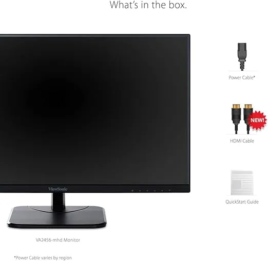 ViewSonic VA2456-MHD 24 Inch IPS 1080p Monitor with 100Hz, FreeSync, HDMI, DisplayPort and VGA Inputs for Home and Office