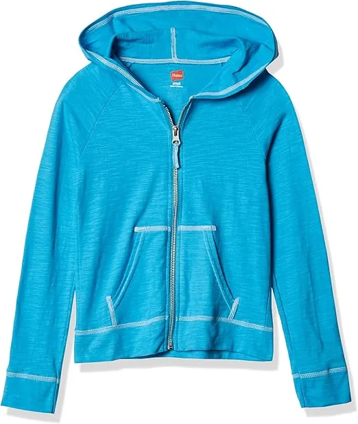 Hanes Girls' Slub Jersey Full Zip Jacket
