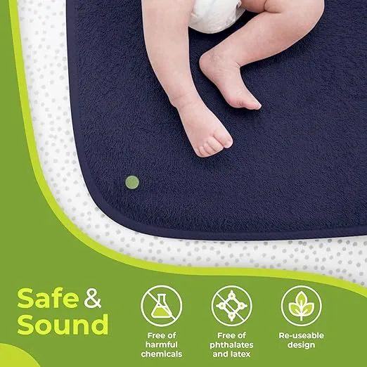 PeapodMats Bedwetting & Incontinence Waterproof Bed Mat - Reusable Underpad. Secure Placement & Breathable. Washable. Enviro Friendly 3x3 (Navy Blue) Mattress Protector & Pee Pad for Kids & Adults