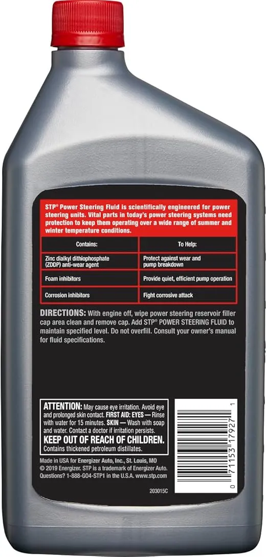 STP Power Steering Fluid, Steering Wheel Cleaner Protects Against Wear and Pump Breakdown in Cars and Trucks, 32 Oz, STP
