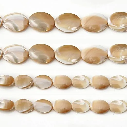 8x12mm Natural Oval Mother of Pearl Shell Beads Loose Gemstone Beads for Jewelry Making Strand 15 Inch (33pcs)