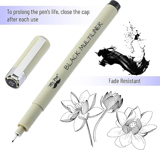 Mr. Pen- Black Fineliners, 0.25mm, 4 Pack, Bible Pens No Bleed, Fine Tip, Ultra Fine, Black Art Pens