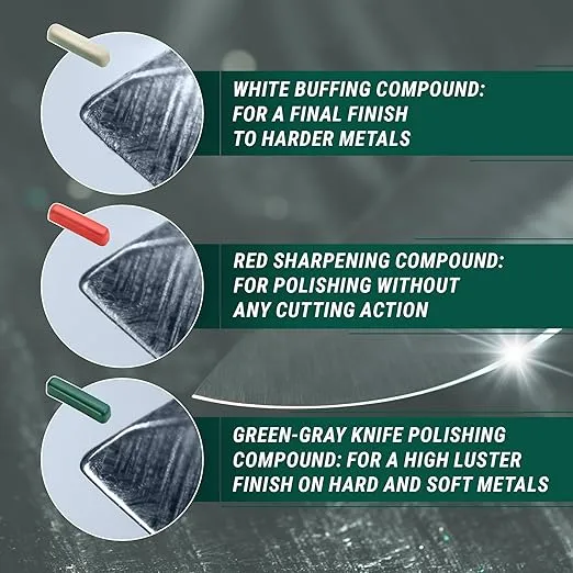BeaverCraft Stropping Compound Honing Compound for Leather Strop for Knife Sharpening - Buffing Compound for Metal Polishing Compound for Buffing Wheel - Red White Green Polishing Compound Kit P03