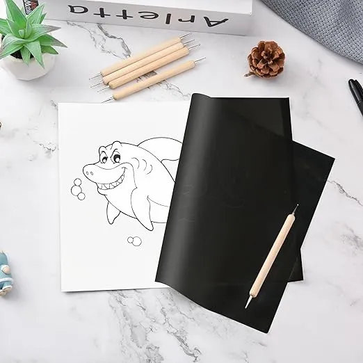 200 Sheets Carbon Paper Graphite Paper Black Carbon Transfer (8.5 x 11.5 inch) with 5 PCS Embossing Styluses Dotting Tools for Wood Paper Canvas Craft