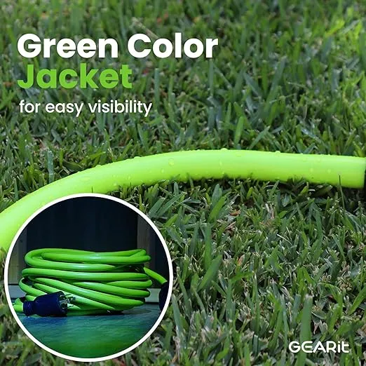 GEARit 30-Amp Generator Extension Cord, 120/250-Volt, 4-Prong, 7500W, NEMA L14-30P/L L14-30R, 10 Gauge SJTW Locking Power Cord for Manual Transfer Switch, Portable Generator Power Outage, 10 Ft, Green