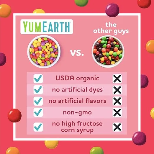 YumEarth Organic Giggles Chewy Candy - Allergy Friendly (Top 9 Free), No Artificial Dyes or Flavors, Non GMO, Gluten Free, Vegan - Individually Wrapped Fruity Snack Packs - 0.5 Ounce (Pack of 15)