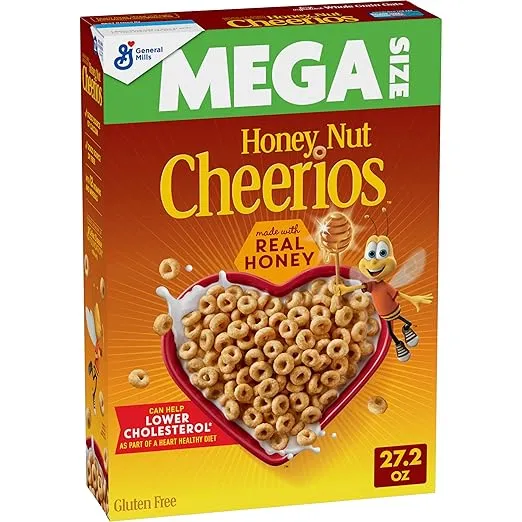 Honey Nut Cheerios Heart Healthy Gluten Free Breakfast Cereal, Mega Size, 27.2 oz