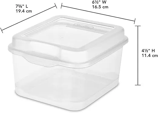Sterilite FlipTop, Stackable Small Storage Bin with Hinging Lid, Plastic Container to Organize Desk at Home, Classroom, Office, Clear, 12-Pack
