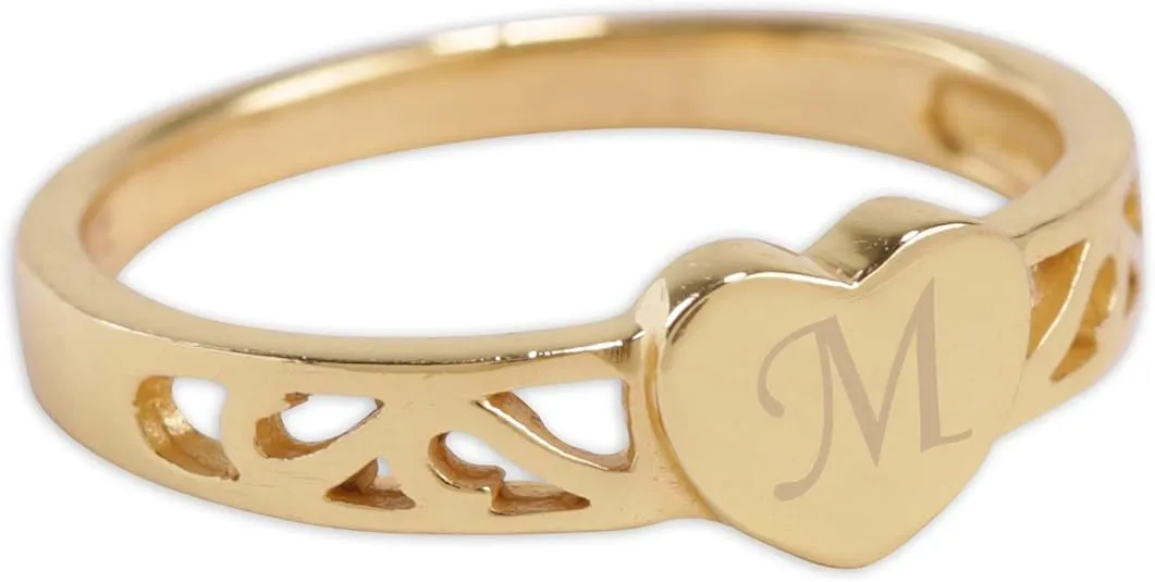 Cherished Moments Sterling Silver Personalized Gift Custom Baby Heart Ring with Engraved Initial for Baby, Toddler, Kids, Girls, and Children