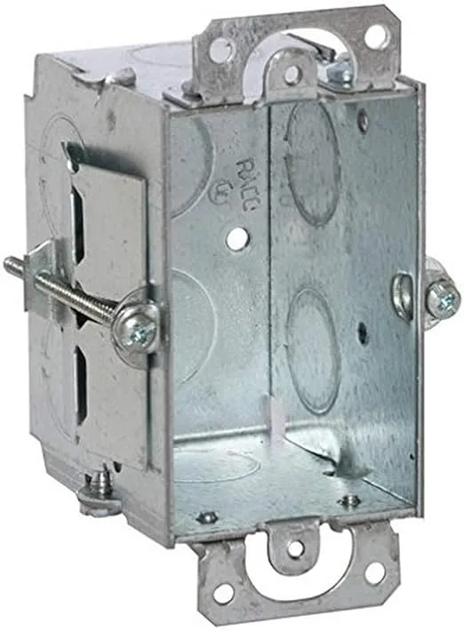 Hubbell-Raco 506 Switch Box in 3 x 2-Inch Gangable 2-1/2-Inch. Deep, Eight 1/2-Inch. Knockouts, Old Work, Plaster Ears, Gray Finish