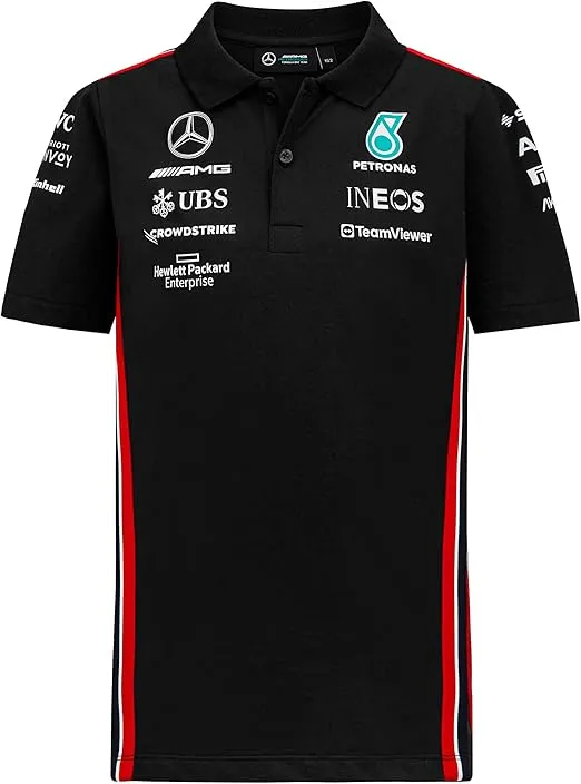 Mercedes AMG Petronas Formula One Team - Kids 2023 Team Polo - Black - Size: S (9/10 Years)