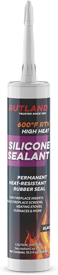Rutland 600°F RTV High Heat Silicone, High Temperature Sealant, Black, 10.3 oz Cartridge