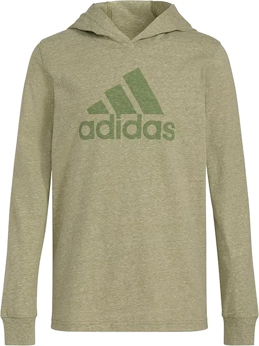 adidas Boys' Long Sleeve Cotton Bos Logo Hooded T-Shirt