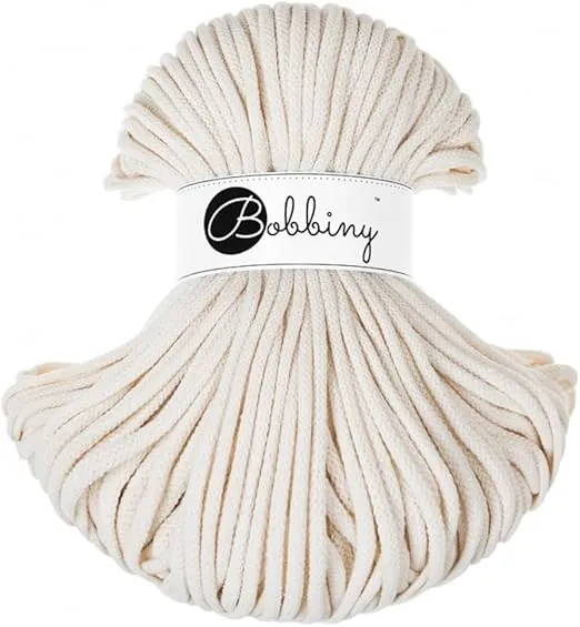 Bobbiny Premium 5mm Braided Macrame Cord (Natural) 108yds/330ft (100% Recycled Cotton)
