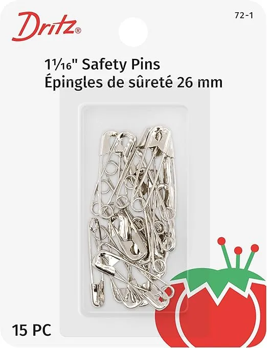 Dritz 72-1 Safety Pins, Size 1 (15-Count), Nickel
