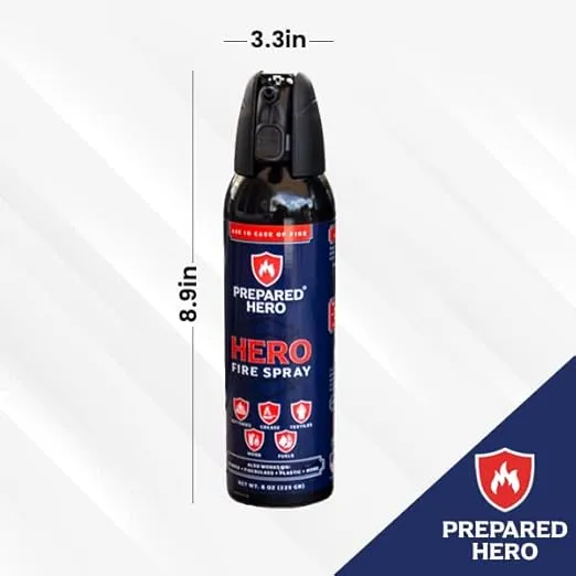 Prepared Hero Fire Spray - Mini Fire Extinguishers for House, Car, Garage - Kitchen Small Fire Extinguisher for Home, Made in USA, 100% Organic - Compact, Portable & Easy to Use, Non-Toxic - 2 Pack