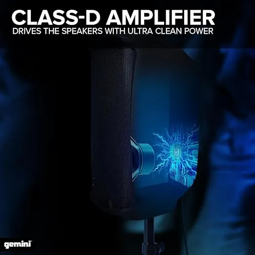 Gemini Sound AS-2112P Amplified 2-Channel PA DJ System, 12" Inch Woofer 1500W Watts Power Speakers with XLR Input/Output, 2 x 1/4" Inch Microphone/RCA and AUX Inputs w/Handles