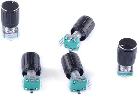 5Pcs 360 Degree Rotary Encoder Code Switch Digital Potentiometer with Push Button 5 Pins and Knob Cap for Arduino (Pack of 5) CYT1100