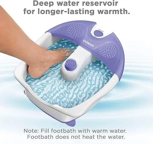 Conair Soothing Pedicure Foot Spa Bath with Soothing Vibration Massage, Deep Basin Relaxing Foot Massager with Jets, Blue/White