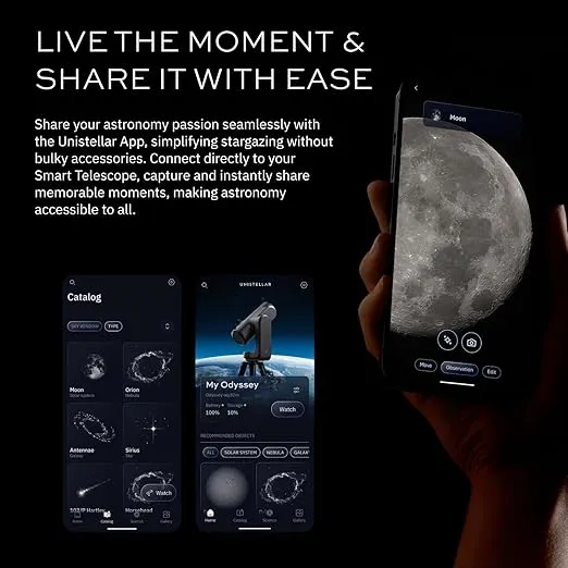 UNISTELLAR Odyssey PRO - Smart Digital Telescope - Beginners and Experienced Users - iPhone and Android Compatible - Autofocus - Nikon Eyepiece Technology