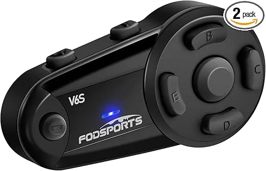 FODSPORTS Helmet Communication Systems, V6S 1000m 2 Riders Intercom Bluetooth 5.0 Motorcycle Helmet Bluetooth Headset (Waterproof/Handsfree/Stereo Music/FM/GPS/1 Pack)