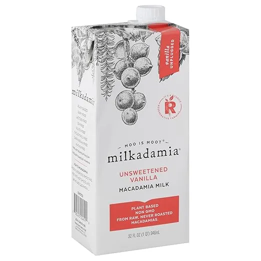Milkadamia, Macadamia Milk Unsweetened Vanilla, 32 Fl Oz