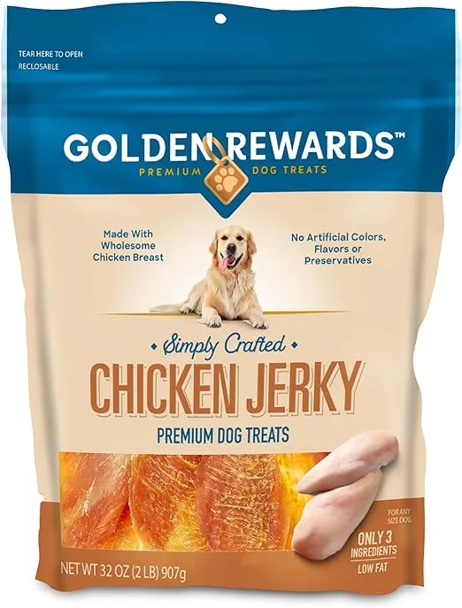 Golden Rewards Chicken Jerky Dog Treat, Value 2 Pack (32 oz Each)