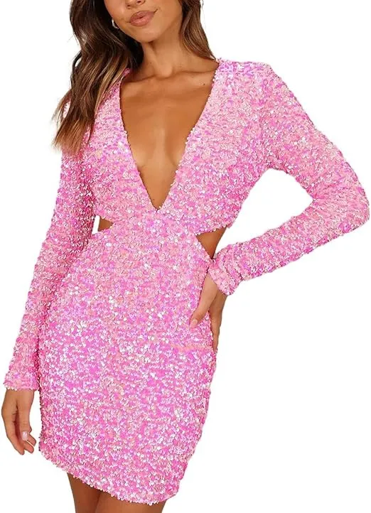 Petal & Pup Women's Kelly Long Sleeve Sequin Mini Dress