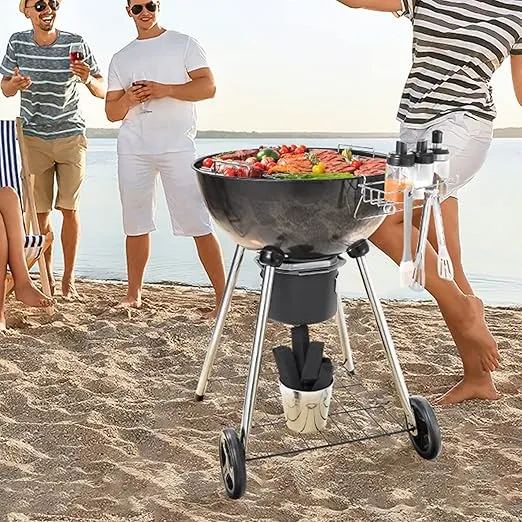 VEVOR 22 inch Portable Charcoal Grill, Propane Gas Kettle Grills with Cover, Iron & Steel Small BBQ Grill, Mini Tabletop Smoker for Outdoor Cooking, Barbecue Camping, Picnic, Patio and Backyard