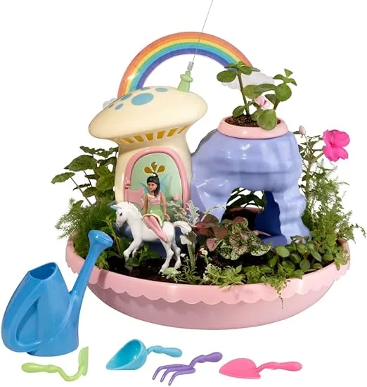 — Unicorn Paradise Toy Figurine Plant Kit — Grow a Garden for Dahlia the Fairy and Friends — Ages 4+