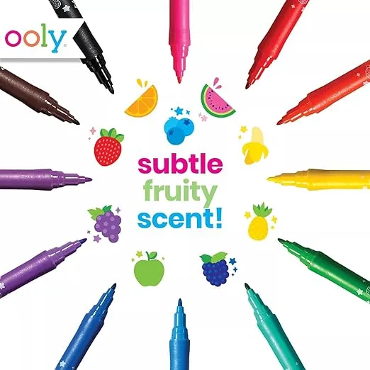 Ooly Yummy Yummy Scented Washable Markers [Set of 12] - Scented Markers in 12 Classic Colors