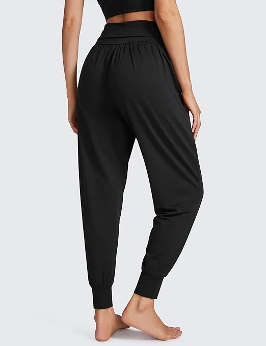 CRZ YOGA Fold Over Yoga Jogger Pants for Women High Waisted Comfy Loose Lounge Harem Pants Sweatpants with Pockets