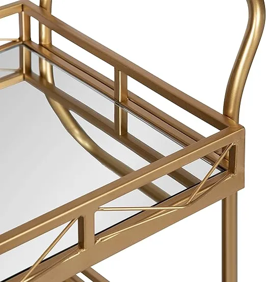 Kate and Laurel Ketia Glam Metal Bar Cart, 23 x 13 x 34, Gold, Glamorous Three Tier Gold Bar Cart for Display and Storage