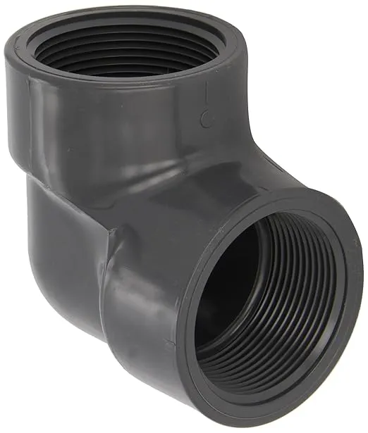 Spears 808 Series PVC Pipe Fitting, 90 Degree Elbow, Schedule 80, 1-1/2" NPT Female