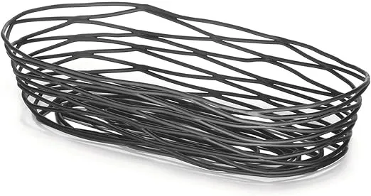 TableCraft Products BK11709 Basket, Oblong, 9" x 4" x 2", Black Metal