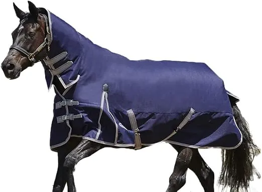 WeatherBeeta ComFiTec Essential Combo Neck Heavy Horse Blanket, Navy/Silver/Red, 81"