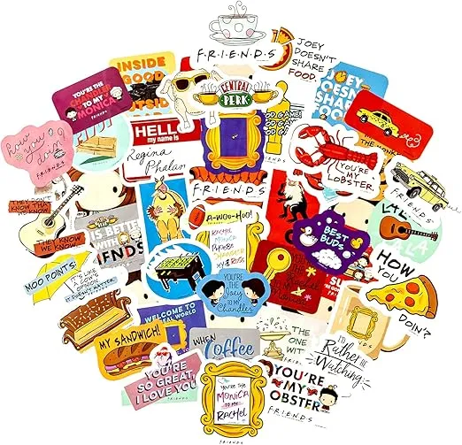 Conquest Journals Friends Friendship Goals Vinyl Sticker Pack, 50 Unique Stickers, Officially Licensed, Waterproof, UV and Scratch Resistant, Great for All Your Gadgets
