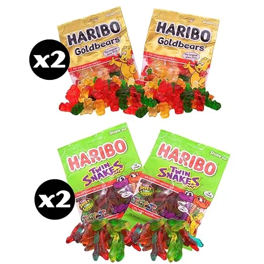 Haribo Holiday Train Assorted Gummy Bears & Candy, Holiday Candy Gift, Stocking Stuffer Gift, 8 Bags Included, 32 Ounces