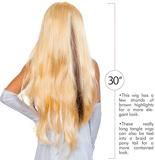 Skeleteen Long Blond Princess Wig - Blonde Kids Pretend Play Costume Accessories Princess Wigs for Children
