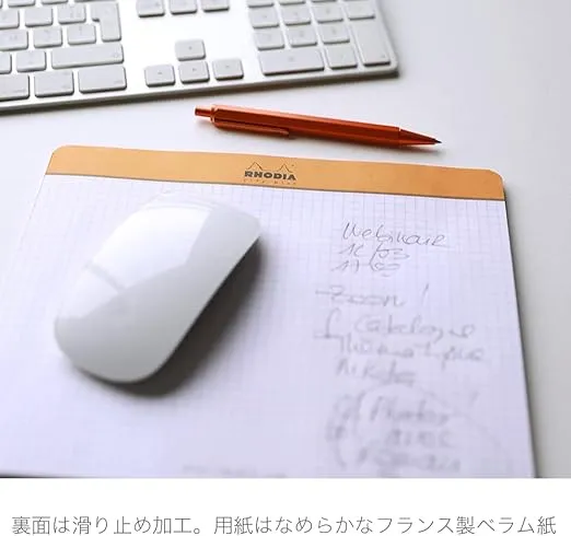 Rhodia 19410C - Mouse Mat Notepad, 19x23cm, Squared, 30 Detachable Sheets, Clairefontaine Paper 80g, Non-Slip Base