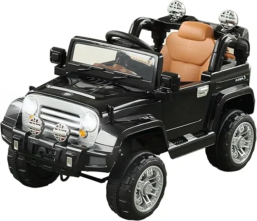 Aosom 12V Kids Ride on Truck, Off-Road Electric Car with MP3 Connection, Working Horn, Steering Wheel, and Remote Control, Black