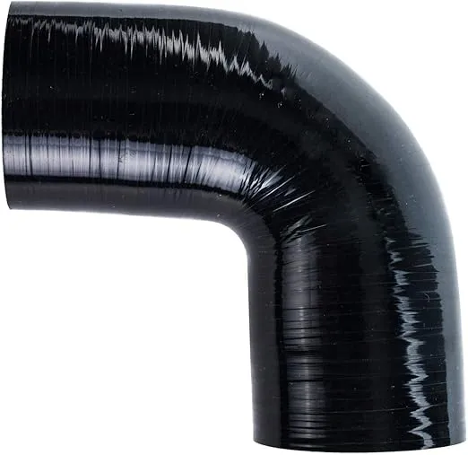 ID 3.5" (89mm) 90 Degree Elbow Coupler Universal Automotive Pure Silicone Hose Intercooler/Intake Piping, Leg Length 3.5" (90mm),Wall Thickness 0.2" (5mm),Black (No Logo)