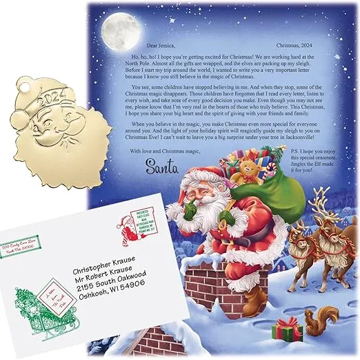 Personalized I Believe Letter from Santa Claus with Holiday Ornament, Letter to Child with Magic of Believing Message