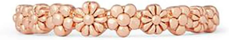 Pura Vida Rose Gold Floral Stackable Ring - Sterling Silver Band - Sizes 5-9