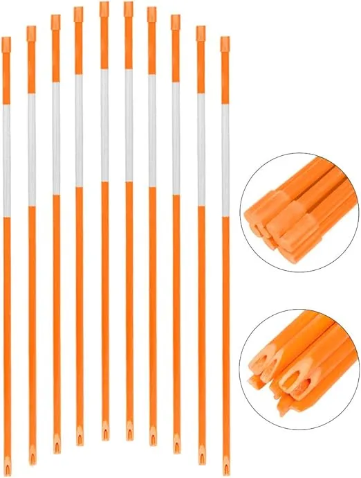 Reflective Driveway Markers 48-Inch Orange 20-Pack 5/16-Inch Dia Hollow Snow Markers Snow Stakes